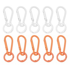 10Pcs Keychain Clips with O Rings, White/Orange