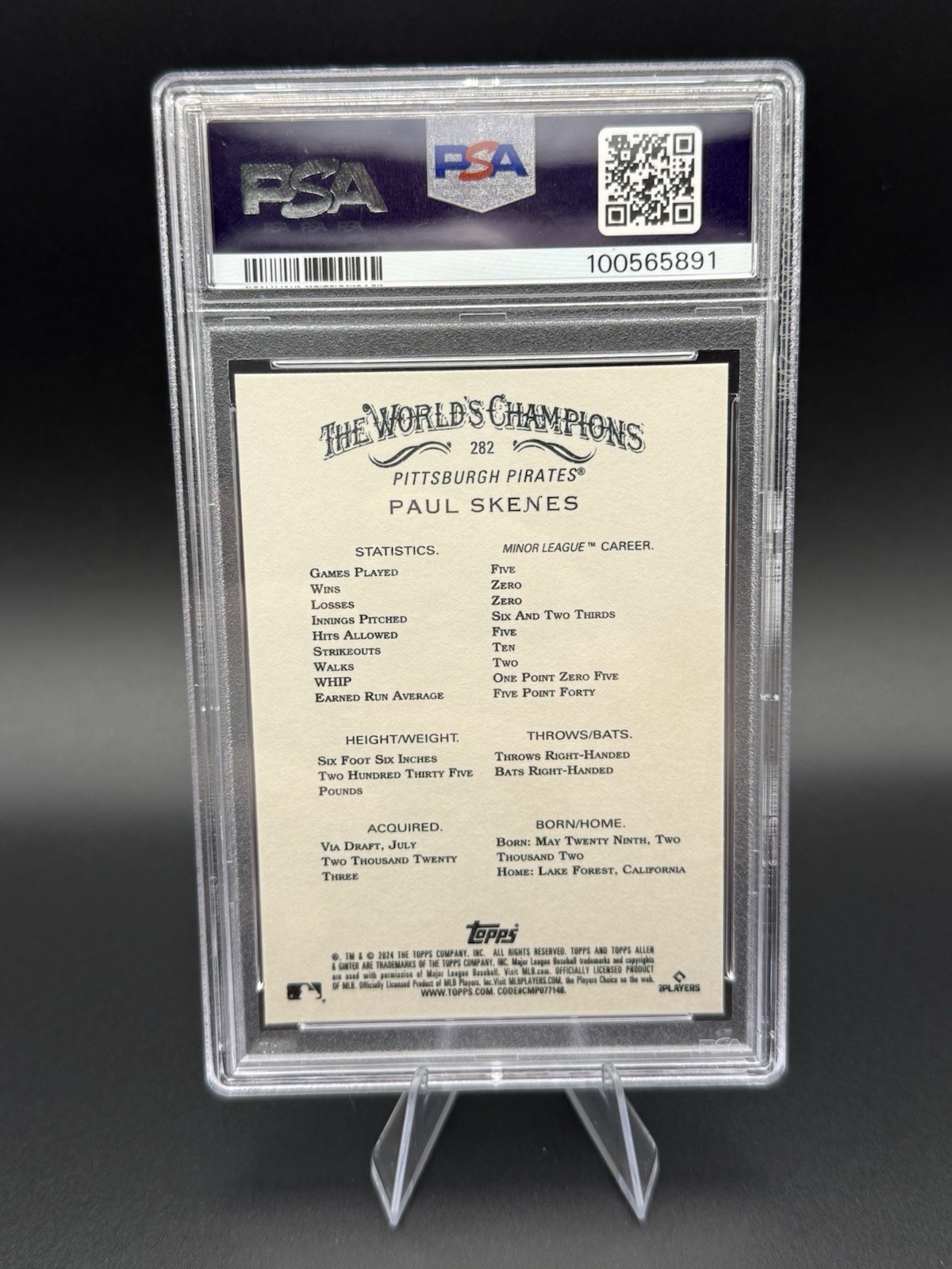 PSA 10 - PAUL SKENES #282 RC - 2024 TOPPS ALLEN & GINTER ROOKIE CARD PIRATES view 2