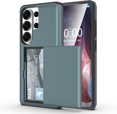 Shockproof Hard PC Wallet Case for Samsung Galaxy S26 Ultra with Card Holder, Bl