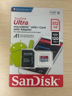 Brand New SanDisk 512GB Micro SD SDXC C10 4K HD A1 U1 UHS-I 120MB/s Memory Card.