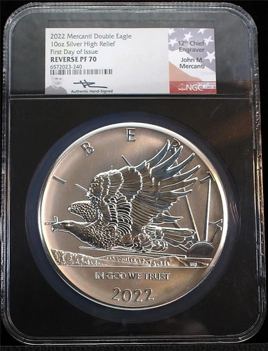 2022 10 oz Mercanti Double Eagle Reverse Proof *HR Silver NGC PF70 FDOI Mercanti