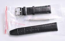 18mm 19mm 20mm 22mm 24mm Black Alligator Style Grain Leather Watch Band Strap