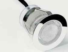 20 x 30MM ROUND WHITE LED DECKING KITCHEN PLINTH LIGHT IP67 KIT POLISHED STEEL