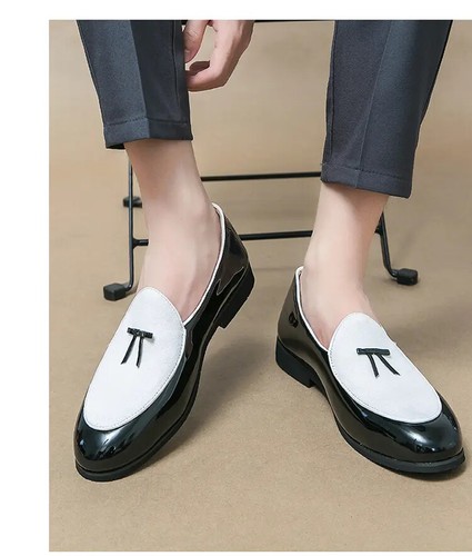 Men Bowknot Slip on Loafer Colorblock Fashion Flats Shoes Casual Dress Plus Size - Picture 14 of 17
