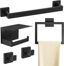 Matte Black Bathroom Hardware Set , Stainless Steel Towel Rack for Bathroom