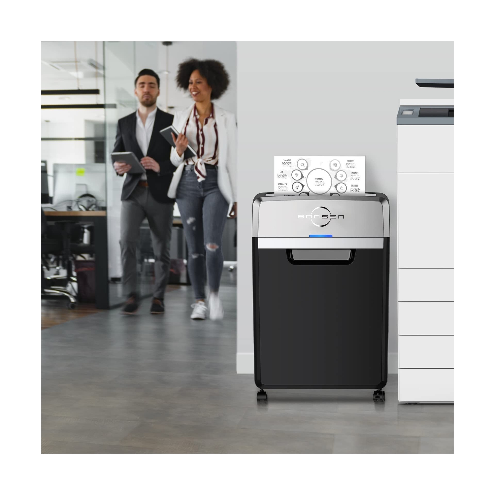 BONSEN Heavy Duty Paper Shredder, 24-Sheet Cross-Cut Shredder, 40-Min Continu...