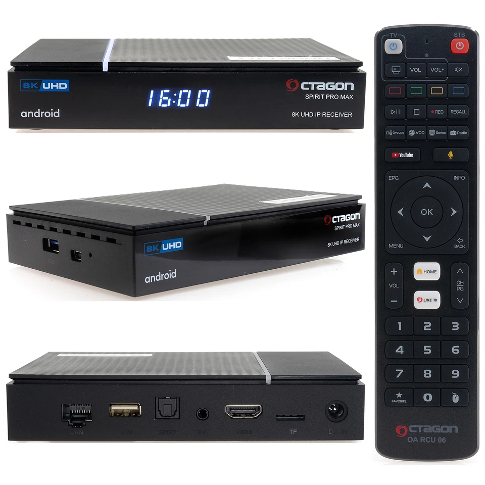 ►Octagon Spirit PRO MAX 8K UHD HDR10+ Smart Android TV IP Media Streaming Box - Bild 2 von 4