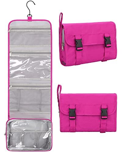 Hanging Travel Toiletry Bag for Women Large Capacity Hot Pink 001