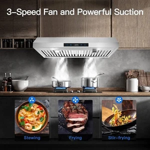 30inch Sous le capot du Cabinet 600CFM Évent de la poêle de cuisine en acier inoxydable avec/DEL