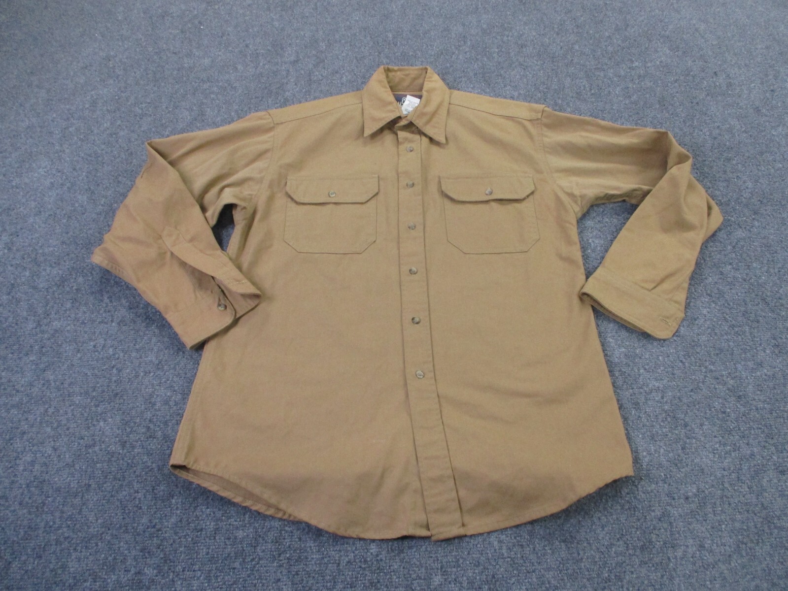 Vintage Woolrich Jacket Mens M Beige Shirt Outdoors Work Wear Barn Guide Safari