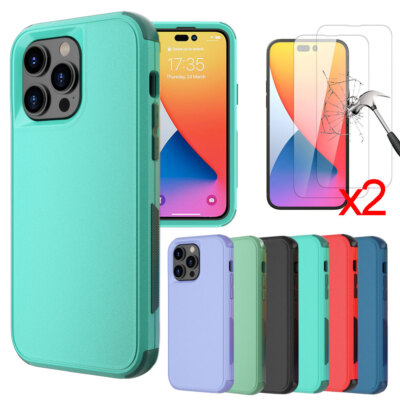 For iPhone 14 Plus/14 Pro Max Shockproof Rugged Case Cover+Screen Protector