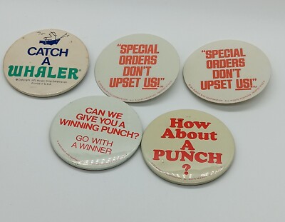 Burger King Button Pin Lot Employee Promo 1973 1975 1976 1970s 70s Vtg Punch