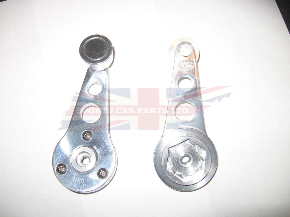 Par de nuevos enrolladores de manivela de ventana de aleación pulida MGB MG Midget Triumph TR7 Foto 2 de 2