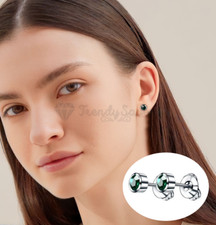 Emerald Green Stud Earrings 4MM Round Gem Birthstone Women Fashion Jewellery UK