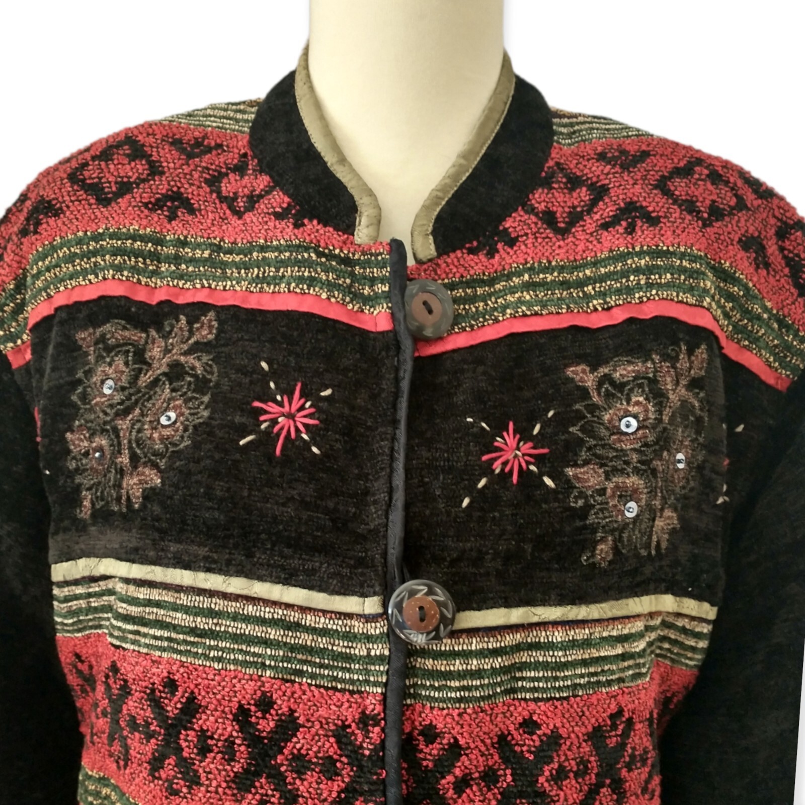 Flashback Patchwork Tapestry Jacket M Velvet Art … - image 3