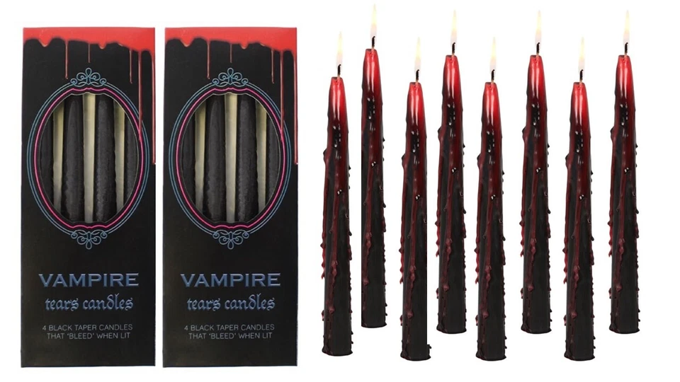 Black Vampire Tears Gothic Candle Bleed Red Taper Candles Halloween Blood New - image 3 of 4