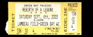 packers lambeau ticket legend birth 2003 field bay football