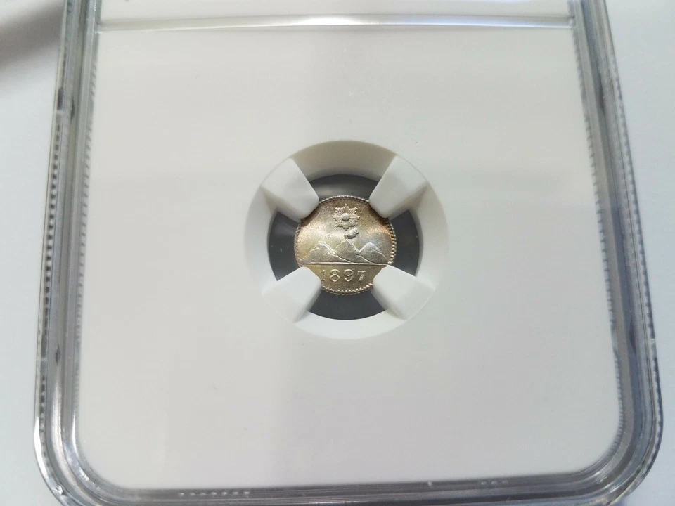 1897 Silver 1/4 Quarter REAL NGC MS 67 GUATEMALA One Fourth Reales Toned - Image 2 of 4
