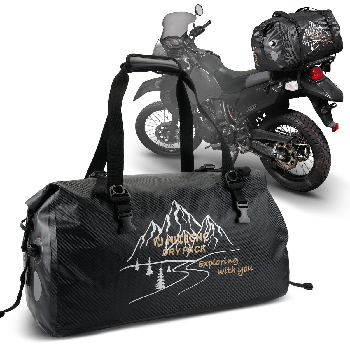 Motorcycle Dry Duffel Bag Waterproof 66L Trail Pack Duffel Enduro