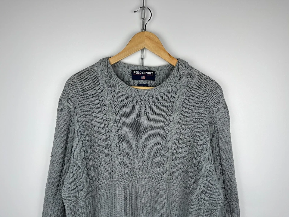 Vintage Polo Sport Ralph Lauren Linen Cotton Cable Hand Knit Sweater Size M-L - Image 4 of 4