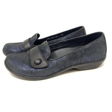 Dansko Womens Loafer Olena Black Metallic Slip On Comfort Shoes Sz 38 US 7.5 - 8
