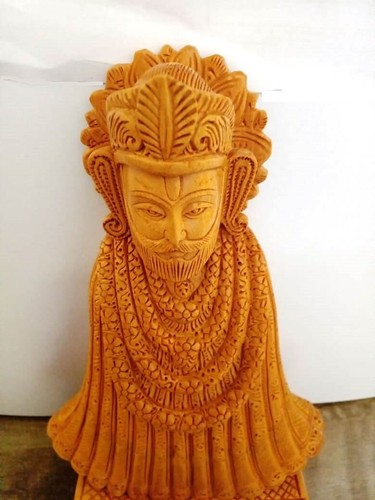 Beautiful Handcrafted Wooden Lord Khatu Shyam Ji / Barbareek / Barbarika Statue - Picture 3 of 8