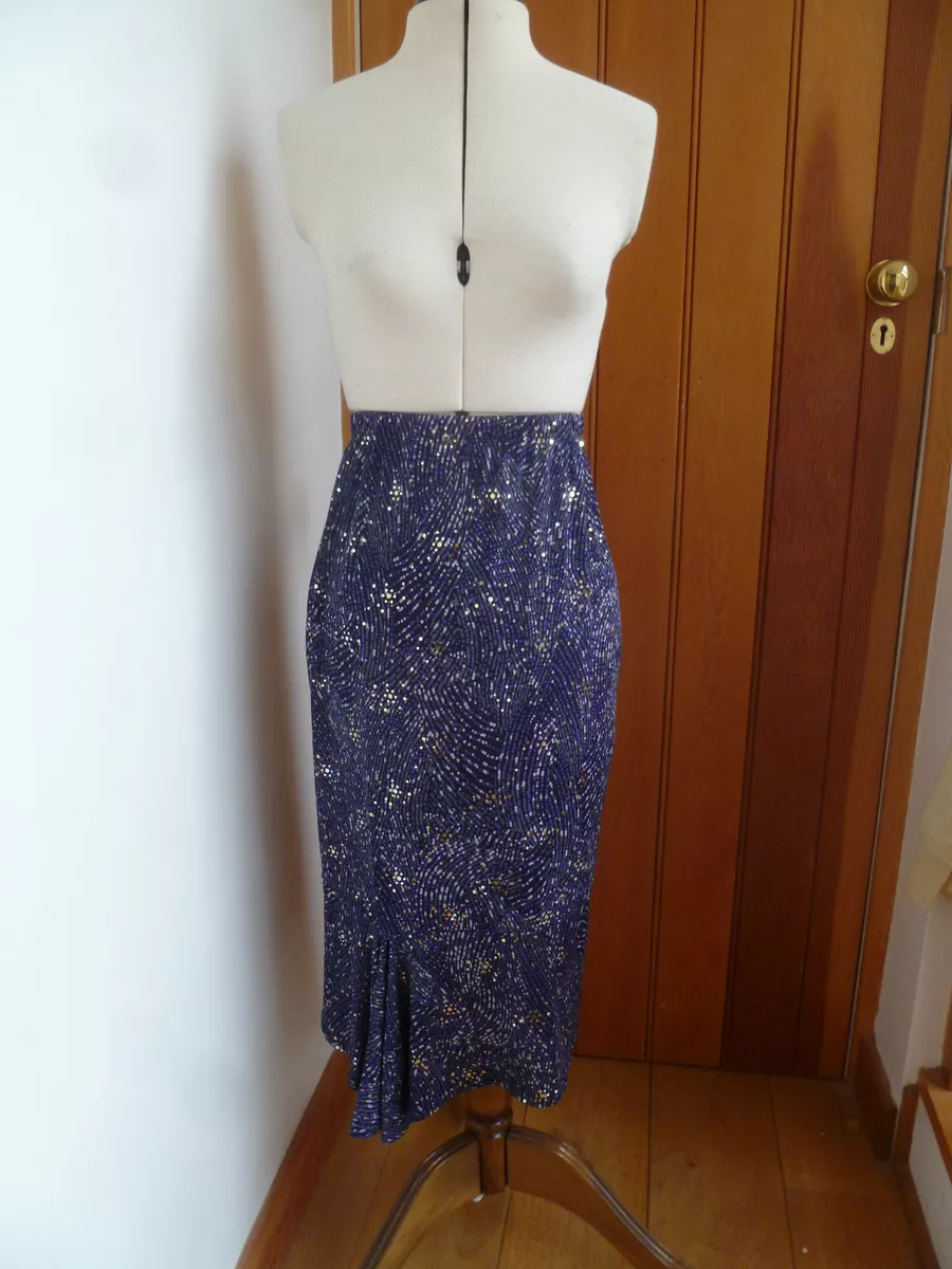 KIM AND CO QVC FLOATY STARRY SKIES FRILL HEM SKIRT PURPLE WINE