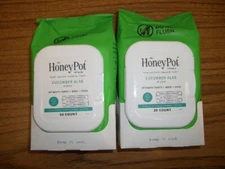 2-The Honey Pot Company Feminine Cleansing Wipes Cucumber Aloe Body & Face 30 ea