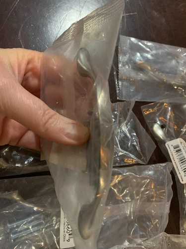 CABINET PULL Satin Nickel 3-3/4" Center/5" Long Hardware Resources 80814-SN x8pc - Picture 5 of 6