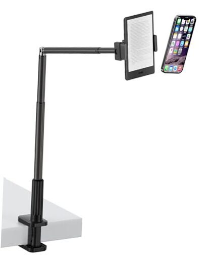 Tablet Holder Stand, Phone/Kindle Holder with Flexible Aluminum Alloy Black