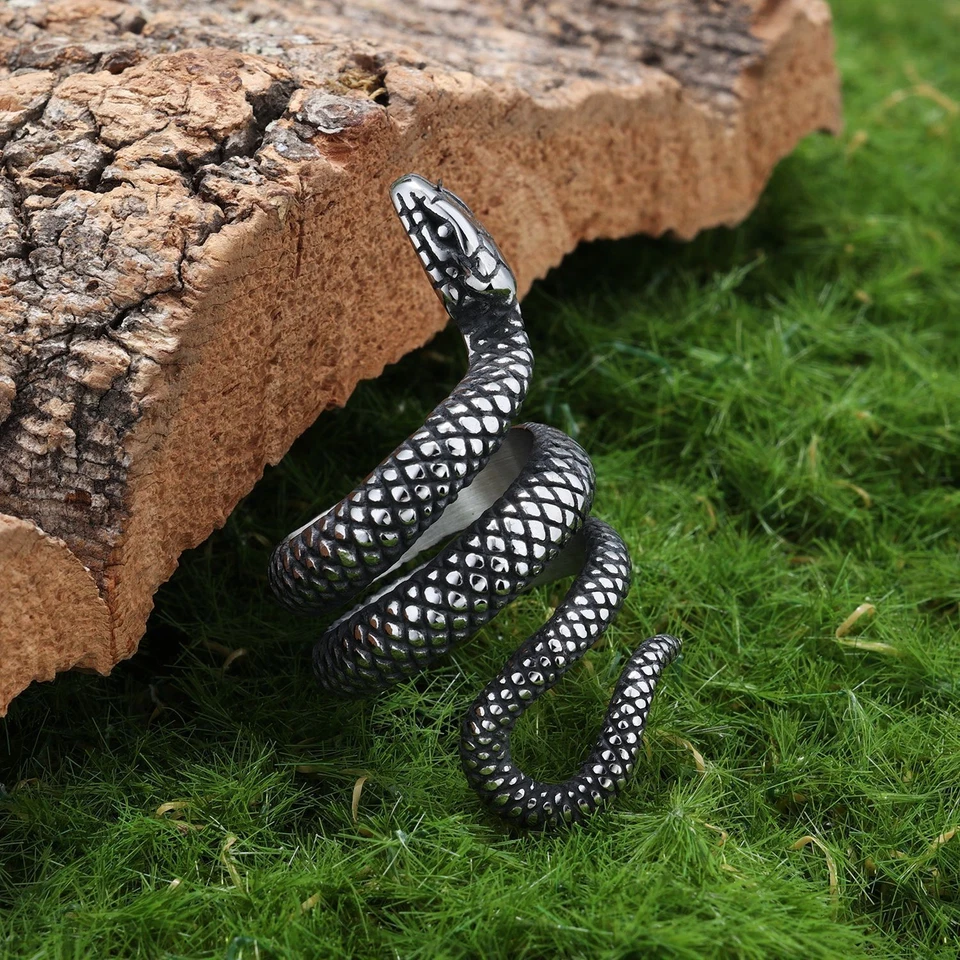 Винтажный змея мужское кольцо из нержавеющей стали кольцо для мужчин хип-хоп панк готический 7-15 - Изображение 3 из 4