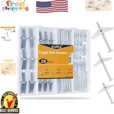 Premium Metal Drywall Anchors with Wing Nuts - 1/8in, 3/16in, 1/4in Assortment