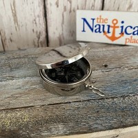 Silver Finish Brass Compass With Hinged Lid, Old Pocket Style, Nautical Necklace 2