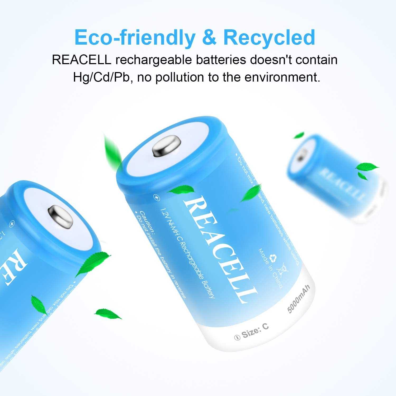 4 Pack 5000Mah Rechargeable C Batteries, 1.2V NiMh Type C Rechargeable