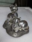 Lenox Cat Salt & Pepper Set on Stand Pewter Holloware 3 Pcs