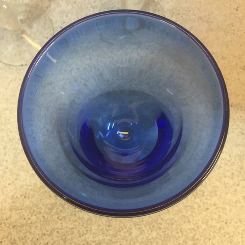 4 Hand Blown Mexican Cobalt blue Heavy Wine Water Goblet Glasses. - Picture 10 of 11