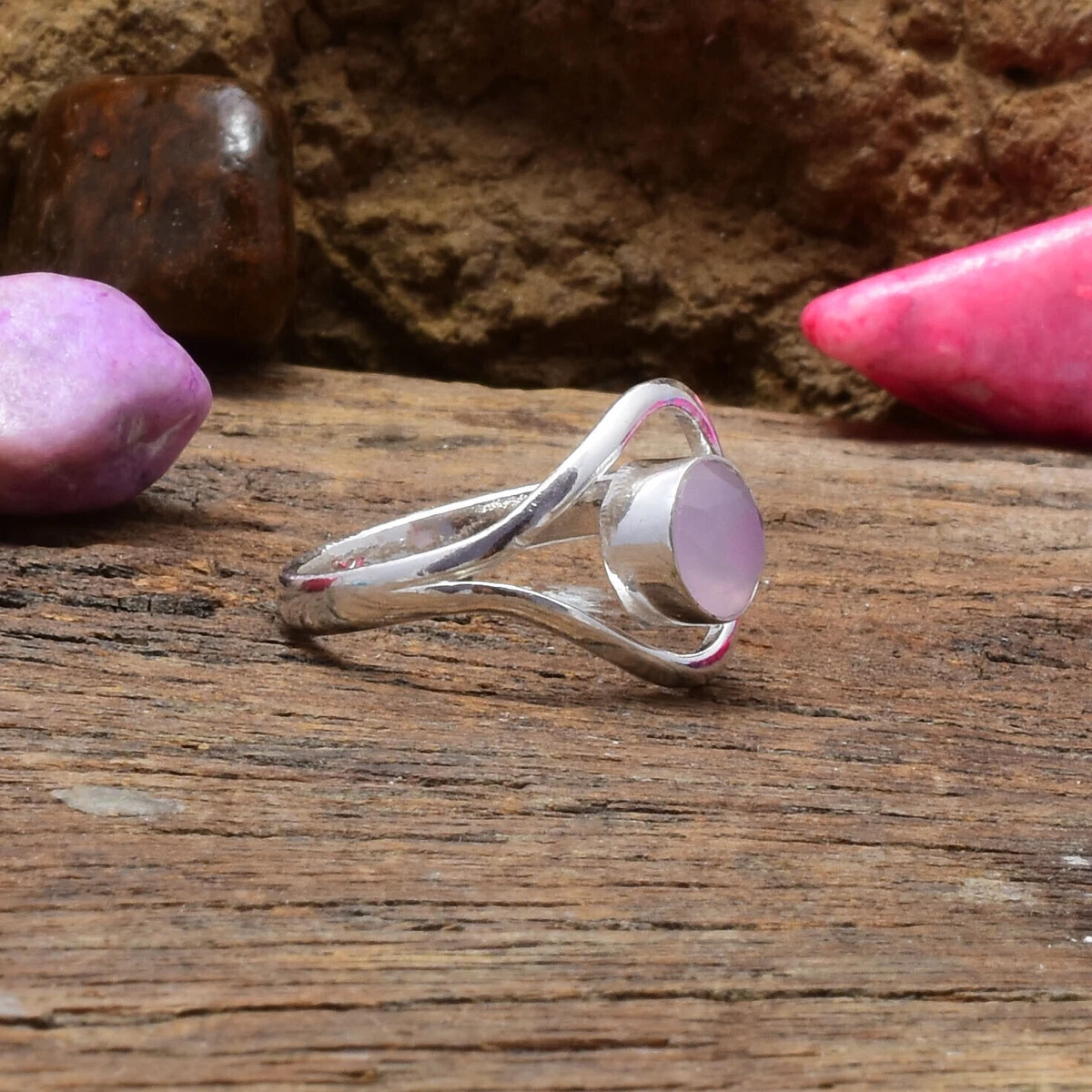 Raw Rose Quartz Ring in Copper