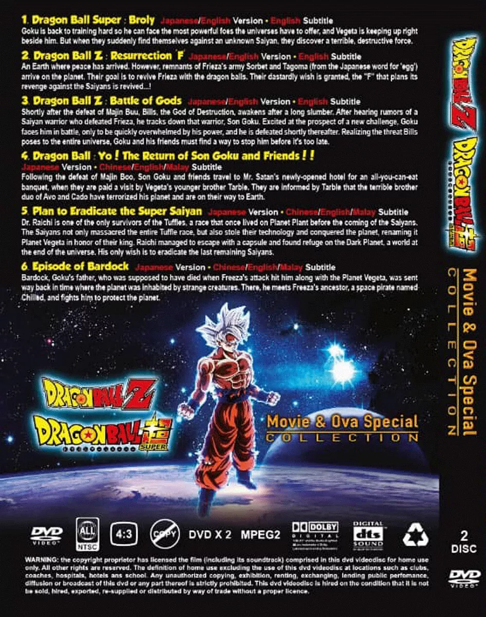 DVD Dragon Ball Z Movies+Specials+OVA & Dragon Ball SUPER HERO The Movie  ENG DUB