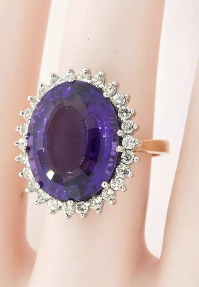 Anillo de cóctel de diamantes amatista 18k Foto 2 de 4