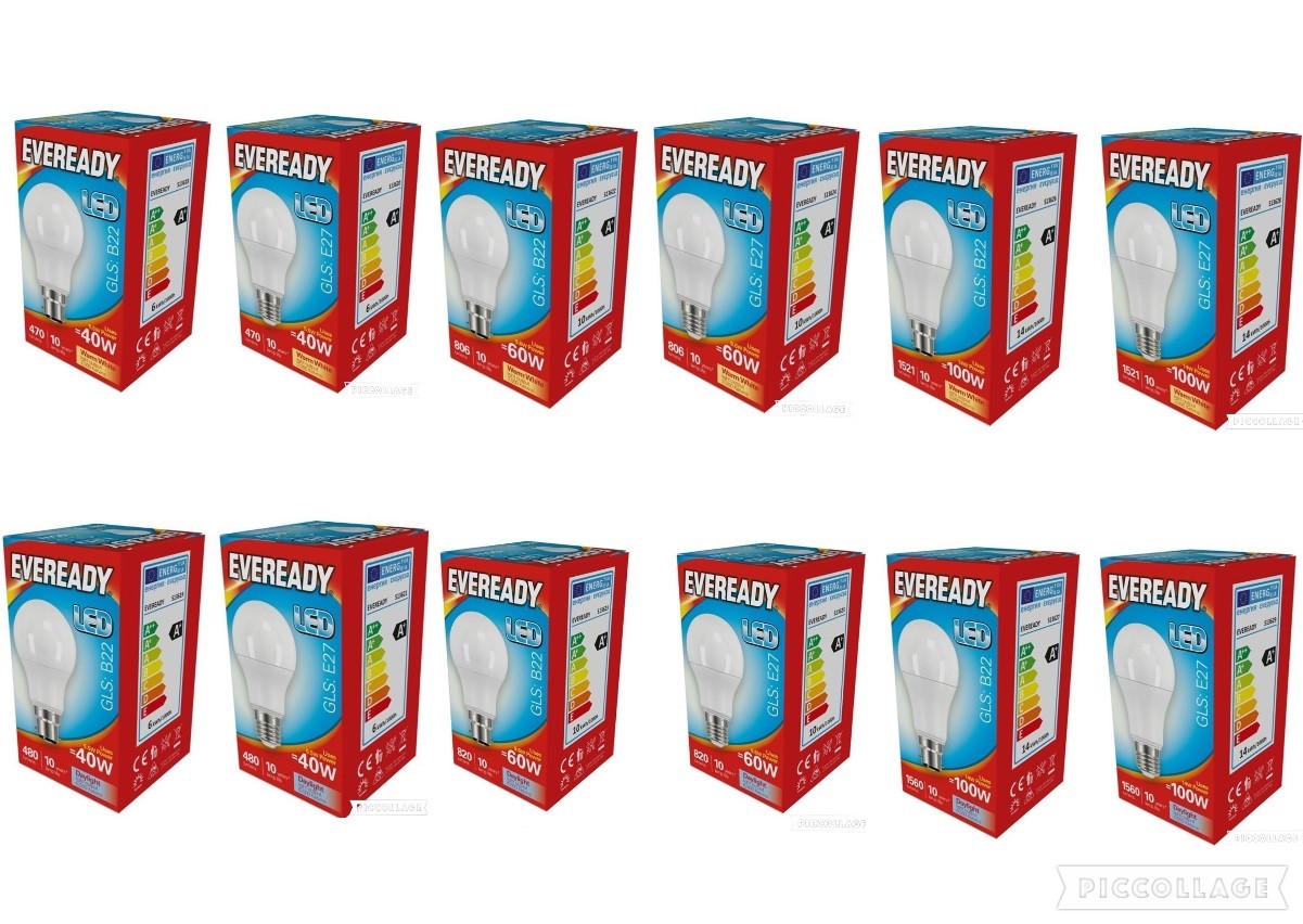 Eveready LED GLS Candle Golf GU10 Bulb BC B22 ES E27 SES E14 Warm White