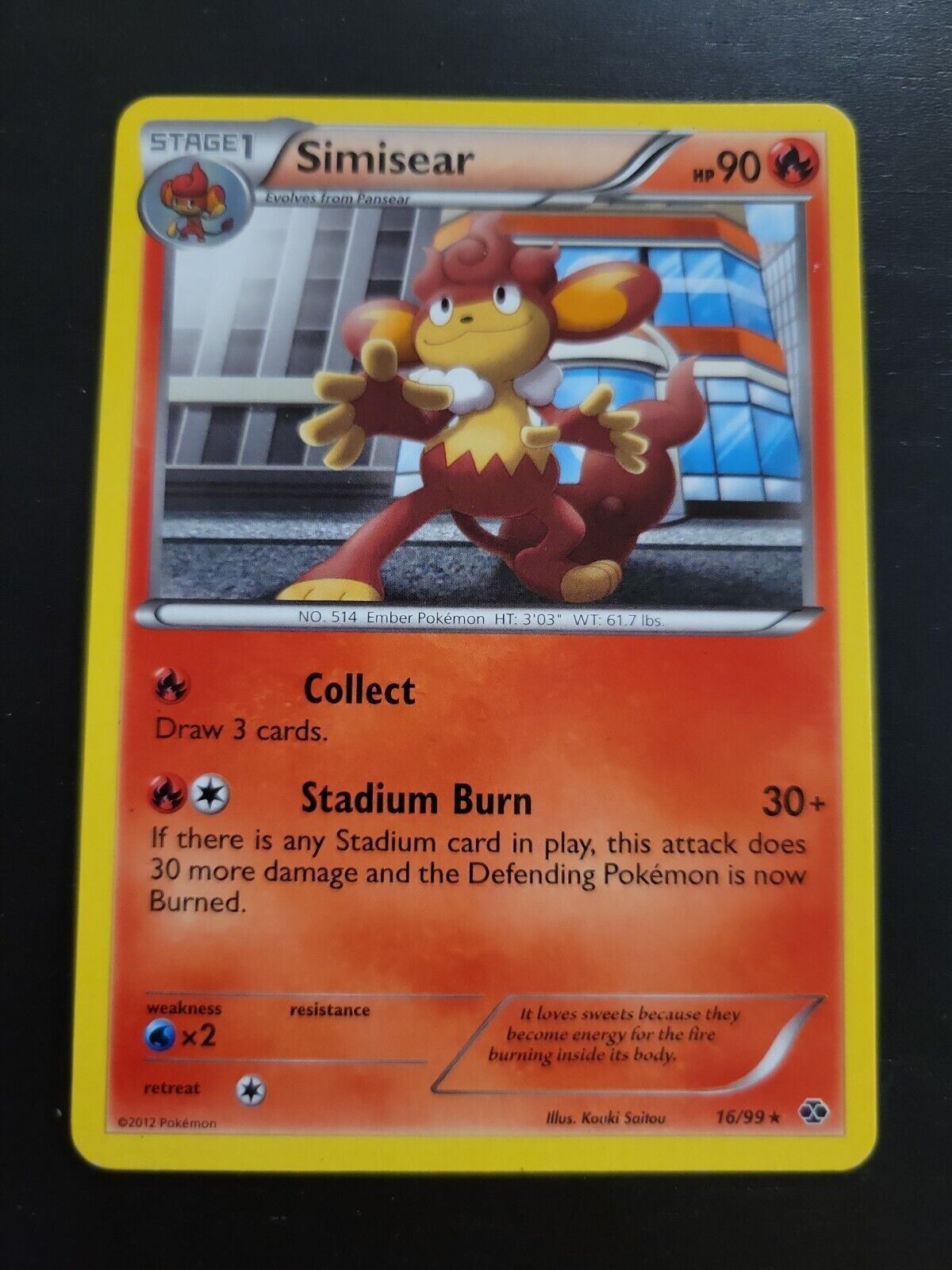Pokemon TCG Card 2012 Next Destinies - Simisear 16/99