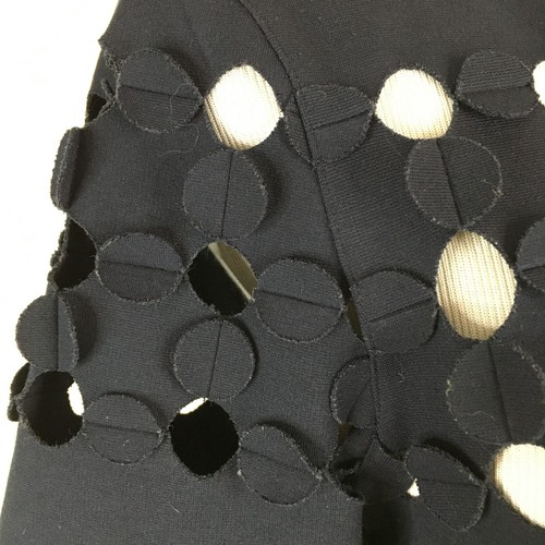 AKRIS PUNTO Drk Blue Navy Circle Perforated Detail Rounded Hem Shirt Womens sz 4 - Picture 8 of 11