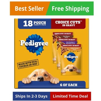 Choice Cuts in Gravy Wet Dog Food, Adult Soft Wet Dog Food, Variety Pack, 3.5...