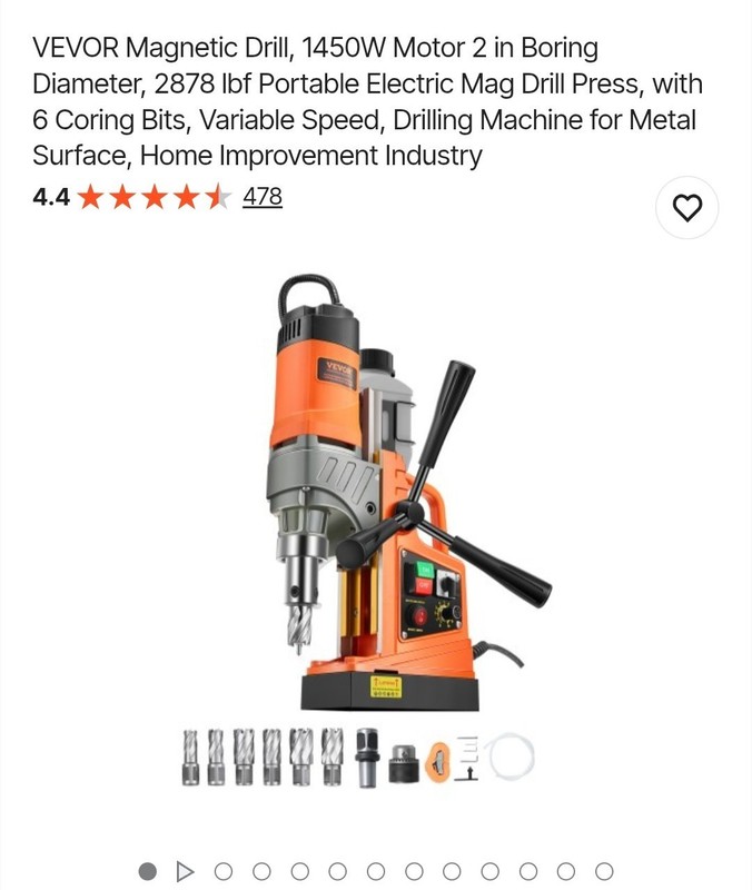 VEVOR Magnetic Drill, 1450W Motor 2 in Boring Diameter, 2878 lbf Portable...