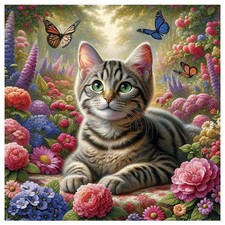 Cat Diamond Painting Kits for Adults, Animal Round Full Drill Diamond Art Kits,