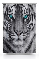 Duschvorhang Textil Bxh 180 X 200 Cm Tiger Fotoprint Vorhang Dusche Wanne Grau