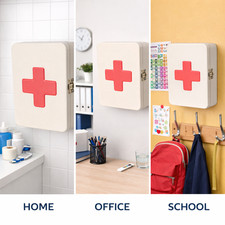 MEDICAL CABINET  WALL MOUNTED MEDICINE BOX FIRST AID HOME STORAGE LOCKABLE LATCH