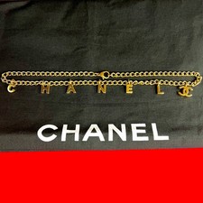 Chanel Coco Mark Necklace Women Gold One Size