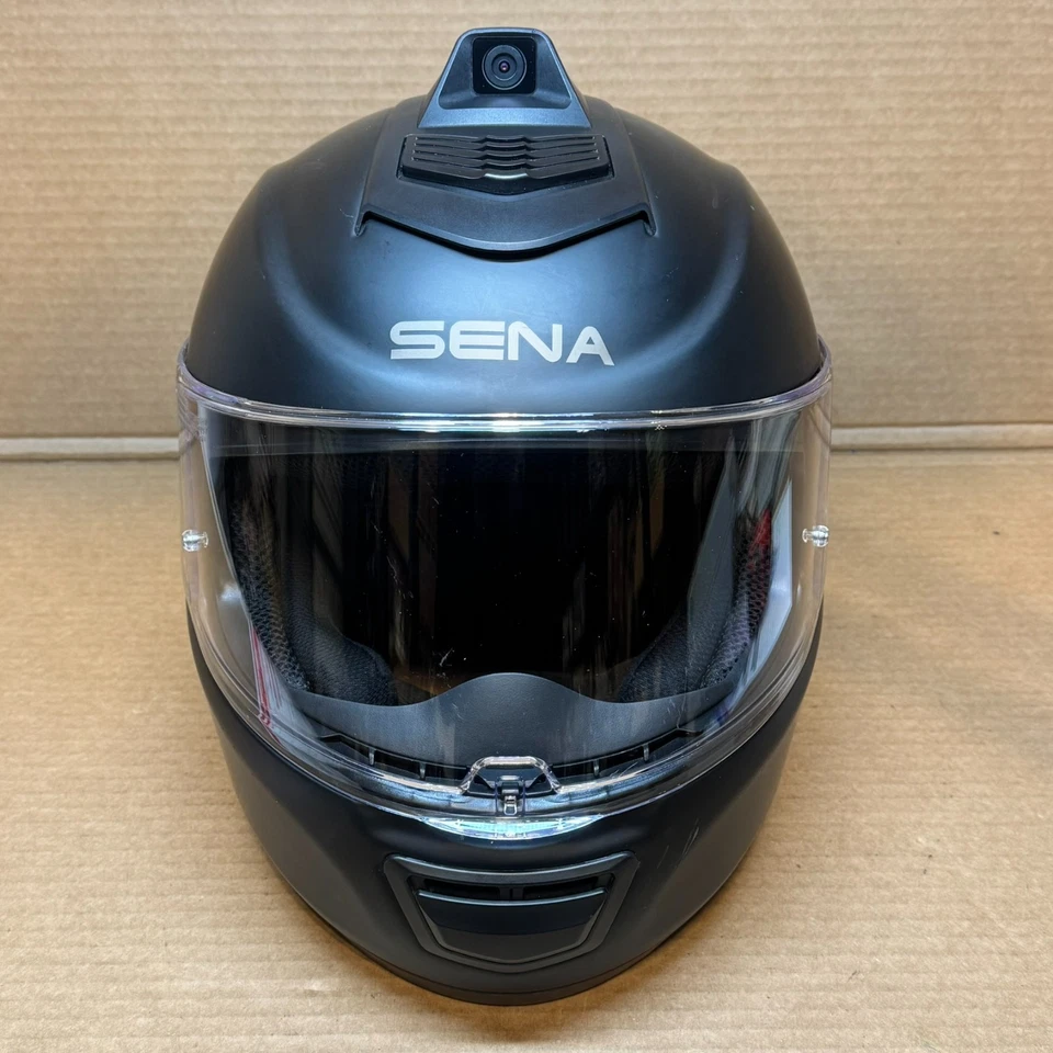 Capacete de motocicleta Sena Momentum Pro arranhado (L) preto fosco câmera Bluetooth💨 - Imagem 2 de 4