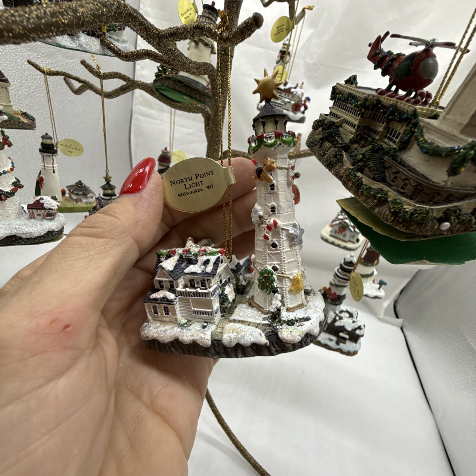 Danbury LIGHTHOUSE Hanging Christmas Tree Ornaments WBOX Lot of 24 Original Tags